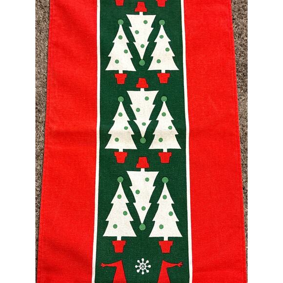 Swedish Style Christmas Table Runner Gnome and Tree Pattern Red/Green Holiday - Picture 3 of 7